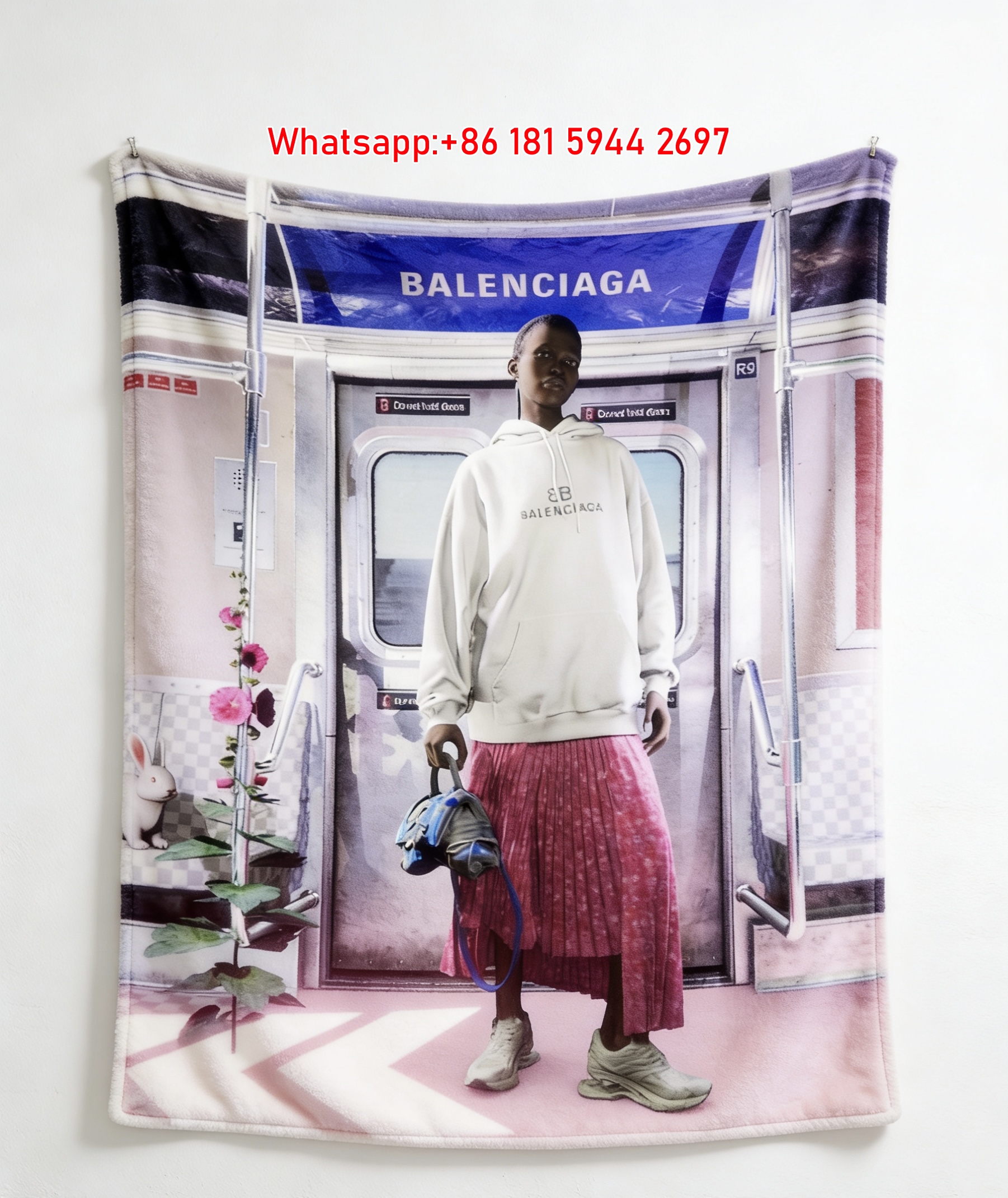 Balenciaga Fashion Print Flannel Fleece Throw Blanket Sofa Cover BA340